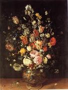 unknow artist, Floral, beautiful classical still life of flowers.043